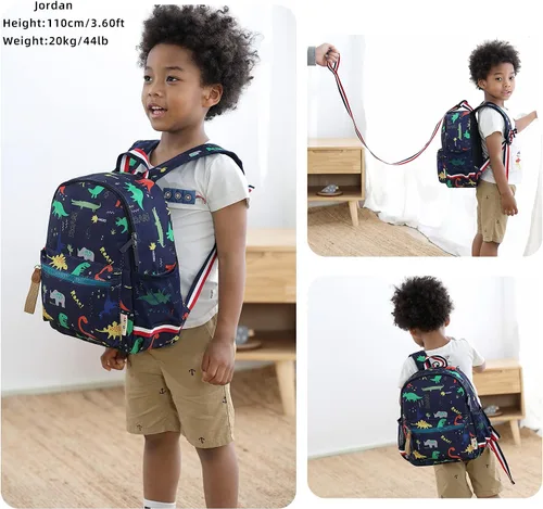 Vista 2 de willikiva Cartoon Bus 12 - Mochila de jardín de infantes para niños y niñas, mochila impermeable para niños preescolares con correa y arnés de Azul