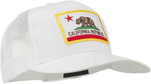 Vista 30 de e4Hats.com Gorra de malla de sarga parcheada con bandera del estado de California