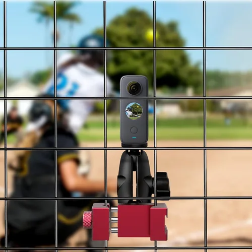 Vista 5 de Soporte de valla para teléfono inteligente para entrenamiento de tenis y pickleball, ajustable retráctil, giratorio 360°, compatible con iPhone