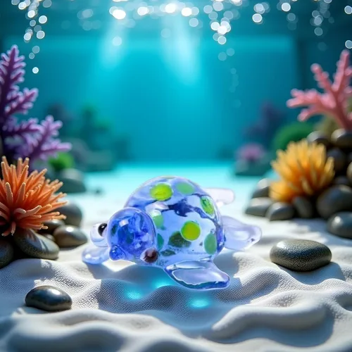 Vista 2 de Figuras de tortuga de vidrio soplado a mano, hecha a mano, mini exquisita estatua de animal, manualidades de vidrio para decoración del hogar