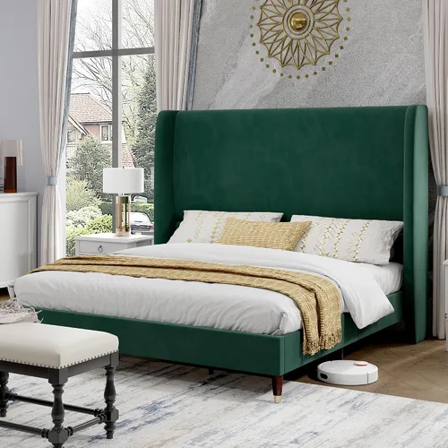 Vista 11 de PaPaJet Base de cama King tapizada de lino de 51.2 pulgadas de alto, color Gris oscuro