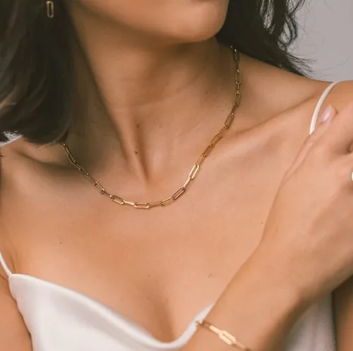Vista 5 de LEXODY Collares apilables para mujer, chapados en oro de 14 quilates, collares de oro en capas, delicado collar de oro con puntos, cadena