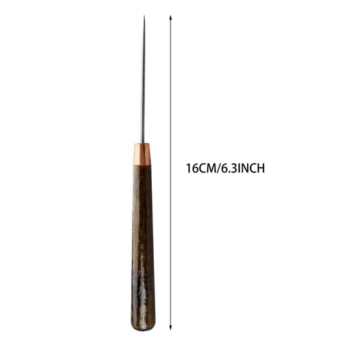 Vista 3 de Herramienta de punzón de mango de madera, 2 piezas para perforadora de cuero, costura y reparación de artesanía de cuero Metal Needle, Wooden
