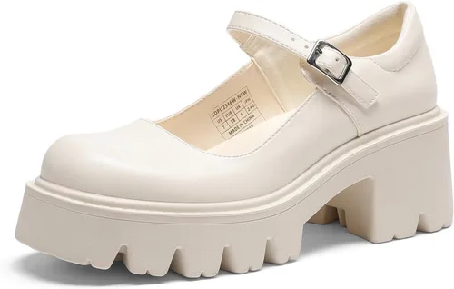 Vista 10 de DREAM PAIRS Zapatos Mary Janes con plataforma para mujer Negro PU