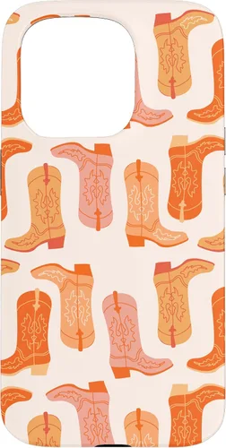 Vista 14 de Cowboy Boot Illustration Preppy Western in Orange Case for iPhone 17