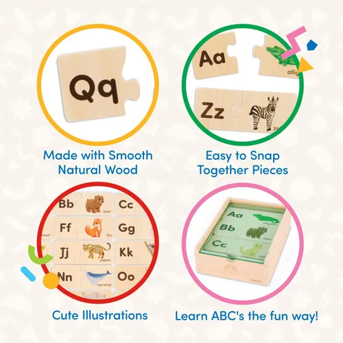 Vista 4 de Battat – One – Match Puzzle – Rompecabezas de madera para niños pequeños – Juguetes de madera – Juguetes educativos – Más de 3 años – Rompecabezas