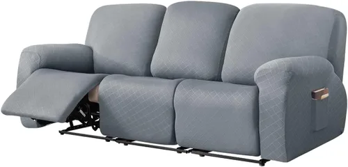 Vista 48 de vctops Funda reclinable con diamantes de 4 piezas, funda elástica para sofá reclinable de 1 plaza, protector suave y sólido para muebles con correa
