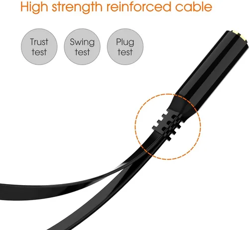 Vista 4 de Maeline Adaptador de auriculares para computadora de 0.138 in hembra a 2 doble cable divisor de audio macho de 0.138 in, micrófono, conector