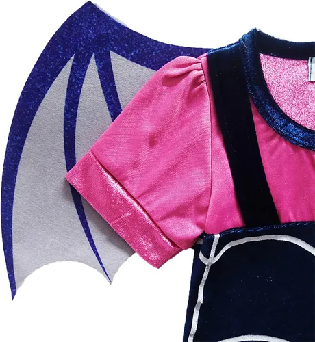 Vista 5 de GJDAMFD Disfraz de Vampirina, ropa de vestir con diadema para niñas pequeñas