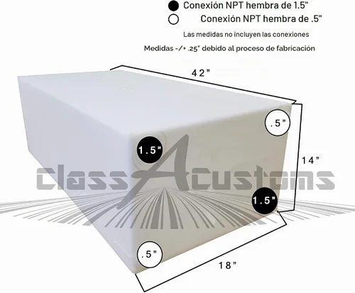 Vista 2 de Class A Customs T-4600 Un (1) tanque de agua dulce RV de 46 galones, agua gris