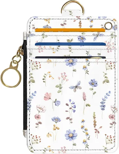 Vista 18 de Portafolios delgado Portafolios para tarjetas de crédito, Portafolios RFID para mujer Linda pequeña cartera de bolsillo frontal con cremallera