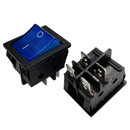 Vista 26 de Interruptor basculante DPST On-Off Unilluminated Negro 4 Pin 1.220x0.984 in Rectangular Snap-in Interruptor de alimentación de palanca