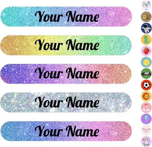 Vista 15 de 100 calcomanías de nombre personalizadas para niños, etiquetas de nombre personalizadas para suministros escolares, guardería, etiquetas