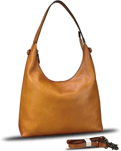 Vista 2 de Bolso Hobo de cuero genuino para mujer, bolso cruzado vintage, bolso de hombro, bolso de mano