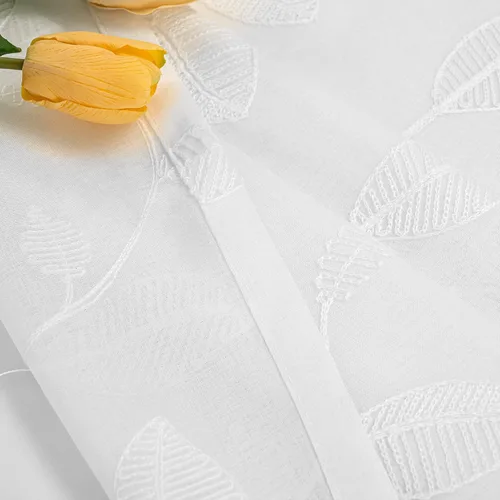 Vista 6 de YoungsTex Cortinas traslúcidas de lino con estampado de hojas de 63 pulgadas de largo para sala de estar, bolsillo para barra, cortinas de encaje