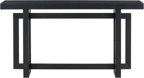 Vista 6 de Console Table for Entryway, 59" Wood Sofa Table with Solid Wood Legs, Modern Entryway Table with Geometric Design for Living Room, Hallway (Black)