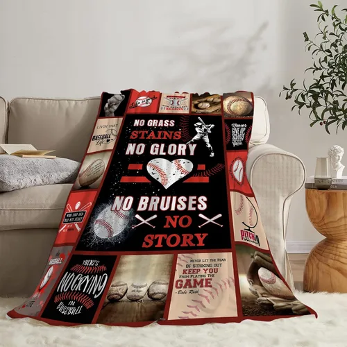 Vista 3 de Manta de Béisbol Regalo de Béisbol para Niños Suave Cálida Decoración de Béisbol Deportiva Manta de Sofá de Vellón Polar Felpa Esponjosa Ligera