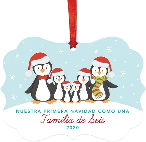 Vista 15 de Andaz Press Adorno de recuerdo de Navidad con marco de fantasía de familia española, Nuestra Primera Navidad Como UNA Familia De Tres 2024, Familia