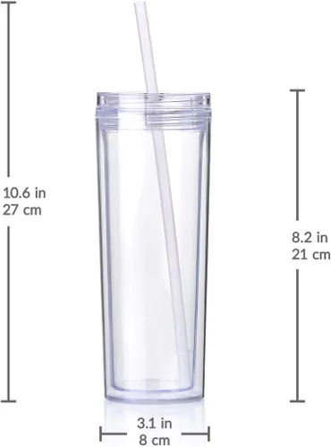 Vista 11 de Cupture Vasos delgados de acrílico con pajitas, 18 onzas, paquete de 8 (transparente)