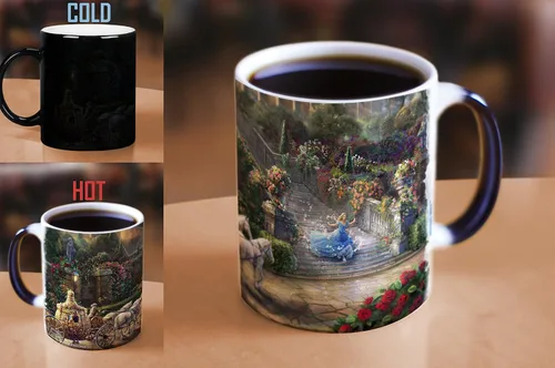 Vista 6 de Morphing Mugs Disney Thomas Kinkade - Reloj de Cenicienta Strikes Midnight 11 oz Taza de cerámica que cambia el calor Diseño oculto revelador