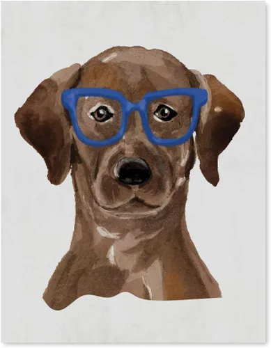 Vista 182 de Andaz Press Póster impreso para pared de perro, 8.5 x 11 pulgadas, Bulldog inglés con gafas negras, 1 paquete, regalo de cumpleaños de Navidad, sin