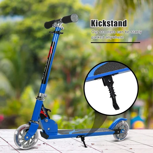 Vista 8 de Goplus Patinete plegable para niños, scooter de 2 ruedas con aluminio de lujo, freno de guardabarros trasero, altura ajustable, scooter deportivo