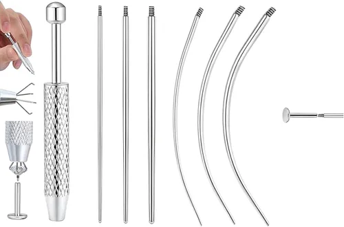 Vista 13 de Uni-J Herramienta de perforación de bola cónica para cambiar joyas, 14G, 16G, 18G, 20G, sin rosca, rosca interna, kit de estiramiento de rosca