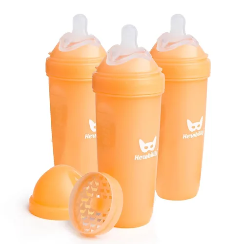 Vista 11 de Herobility Botellas Anti-Cólico Dobles para Bebé – 5 fl oz/140ml – Paquete de 4 – Multicolor – Blanco, Gris, Rosa, Rosa de Hawthorn