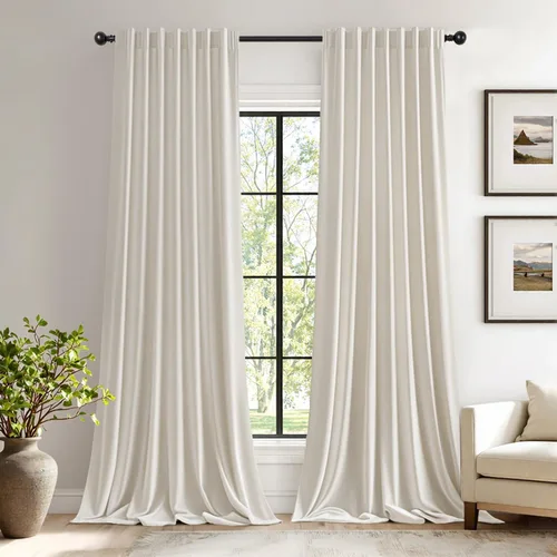 Vista 53 de EMEMA Cortinas de terciopelo negro, 2 paneles de 40 x 63 pulgadas de largo, bolsillo trasero para barra