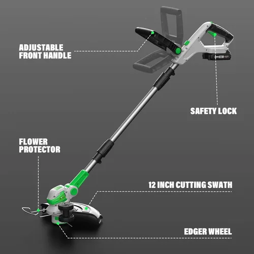 Vista 7 de SOYUS Wacker eléctrico inalámbrico de 20 V, recortadora de cuerda de 12 pulgadas, funciona con batería con alimentación automática de línea