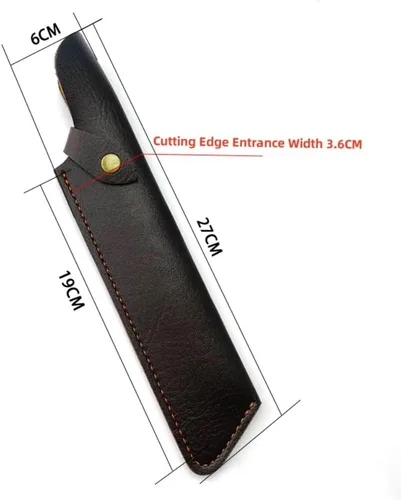 Vista 2 de Funda de cuchillo de hoja fija, funda de cuero recta para cuchillos, funda táctica EDC con trabilla para cinturón para cazar