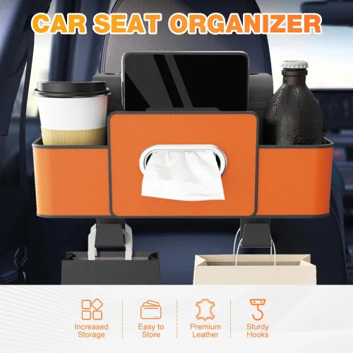 Vista 2 de PUSKIU Organizador y caja de almacenamiento para automóvil, organizadores de automóvil y caja de almacenamiento para asiento trasero, organizador