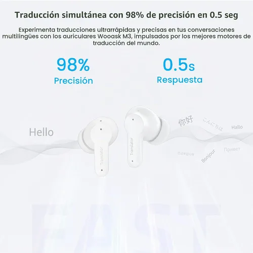 Vista 5 de ANFIER Auriculares de traducción M3 AI en tiempo real, dispositivo de traductor de idiomas en 144 idiomas, 3 en 1 sin conexión de dos vías
