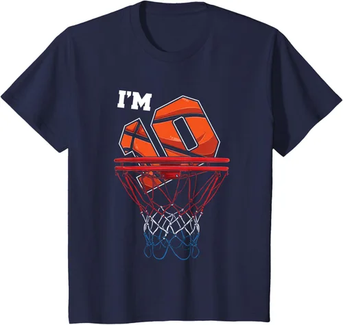 Vista 56 de Camiseta de regalo de cumpleaños con red de baloncesto de 10 años, Negro