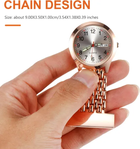 Vista 2 de ULTECHNOVO Reloj de enfermera con segunda mano para mujeres y hombres, reloj de solapa para enfermera, reloj de bolsillo de metal con clip en reloj