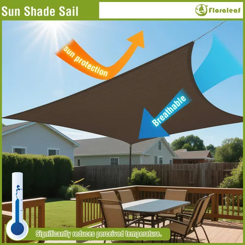 Vista 5 de Toldo parasol rectangular de 2 x 2 pies para patio, patio, toldo permeable para césped, jardín, actividades al aire libre, color marrón