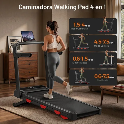 Vista 5 de Caminadora automática del 15% con inclinación, reposabrazos altos de 43 ″