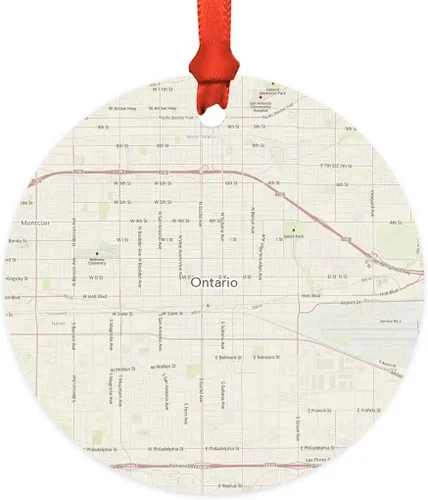 Vista 8 de Andaz Press Mapa de la ciudad de Estados Unidos redondo de madera natural MDF ornamento de Navidad, Akron, Ohio Vintage Mapa, 1 paquete, larga
