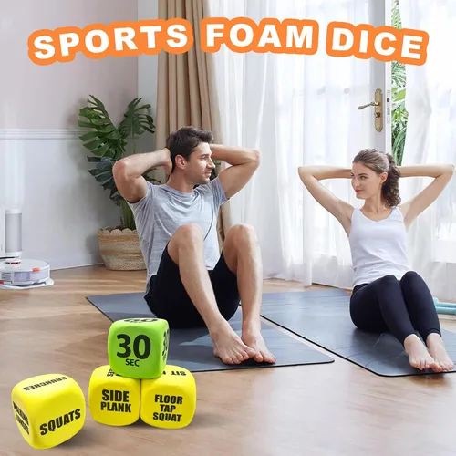 Vista 2 de Dados de espuma para ejercicios con bolsa de almacenamiento, dados de entrenamiento de seis caras, accesorios perfectos para ejercicio y fitness