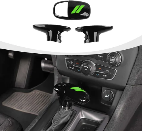 Vista 23 de RAZPOY Cubierta de la perilla de la palanca de cambios, protector de manija, accesorios interiores compatibles con Dodge Challenger Charger Negro