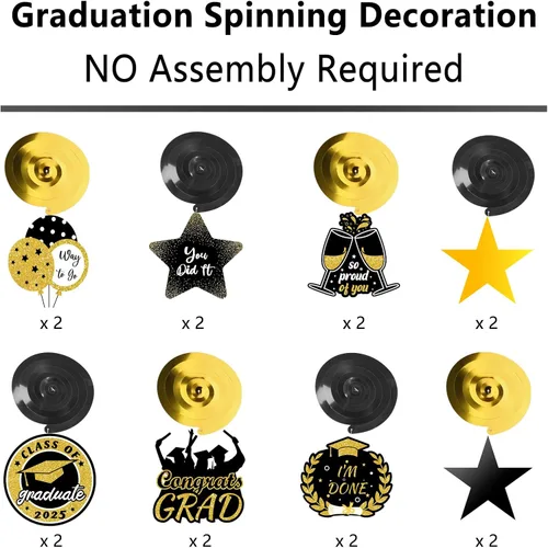Vista 6 de 34 piezas de decoraciones de graduación 2025 premontadas espirales colgantes 2025, pancarta de graduación para fiesta de graduación de clase de 2025