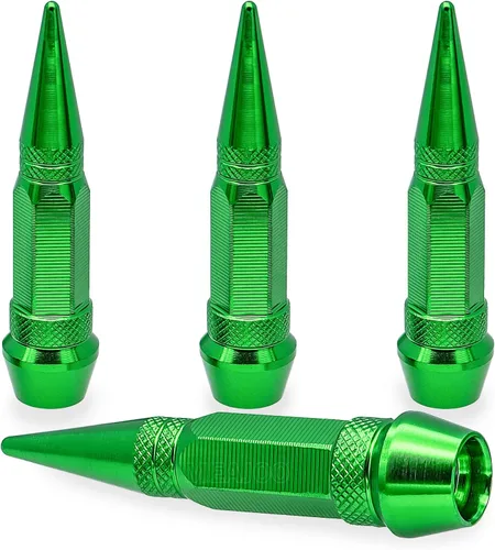 Vista 67 de 4 piezas de tapas de válvula de neumático con estilo púas, cubiertas de válvula de neumático universales de aleación de aluminio a prueba de polvo