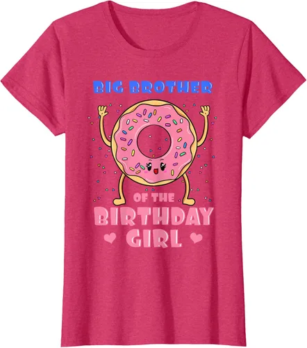 Vista 12 de Big Brother Of The Birthday Girl Donut Bday Party Bro Sib Camiseta, Negro, S