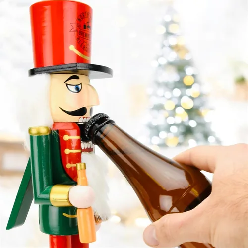 Vista 3 de Tree Buddees Beercracker Abridor de Botellas Cascanueces de 15" de Alto Funcional Apertura de Botellas y Decoración Festiva Navideña Bottlecracker