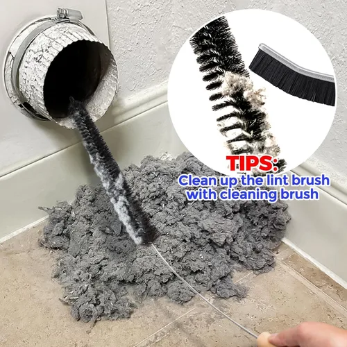 Vista 3 de Holikme - Kit de limpieza para ventilación de secadora - Suministros de limpieza para el hogar, cepillo removedor de pelusa para secadora, cepillo
