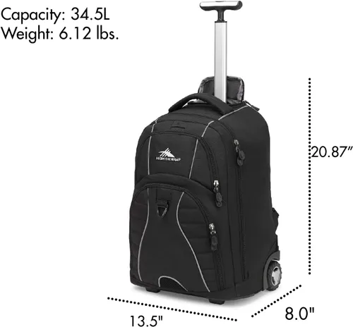 Vista 3 de High Sierra Freewheel Mochila para portátil con ruedas, negro, 20.5 x 13.5 x 8 pulgadas