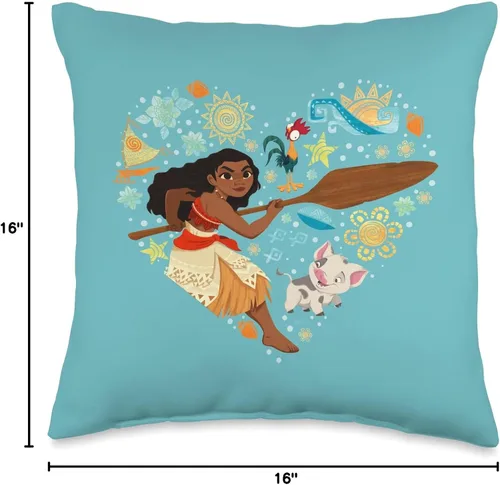 Vista 4 de Disney Princess Moana HEI Pua Collage - Almohada de corazón, 16 x 16 pulgadas, multicolor