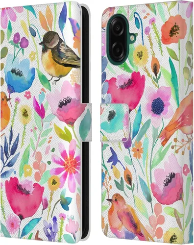 Vista 227 de Head Case Designs Officially Licensed Ninola Brushstrokes Black Summer Patterns Leather Wallet Case Compatible with Samsung Galaxy A07 4G