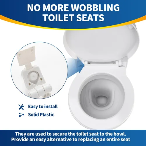 Vista 4 de Reemplazo de bisagra de asiento de inodoro de plástico blanco se adapta a la mayoría de fundas de asiento de inodoro de plástico con tornillos