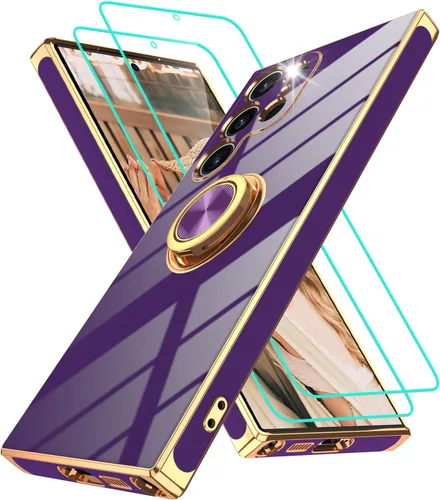 Vista 12 de Funda para Motorola Moto G 5G 2024: Funda Moto G Play 5G 2024 con 2 piezas de protectores de pantalla, soporte de anillo de rotación de 360°
